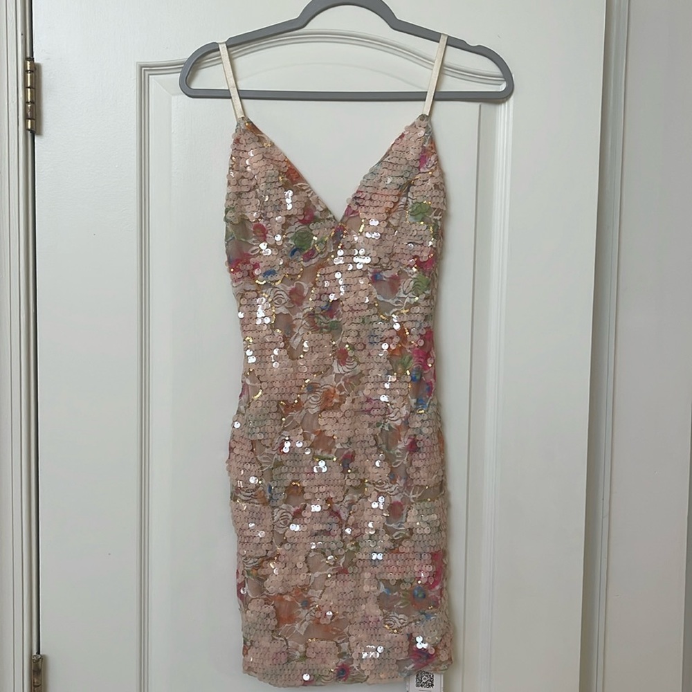 Bellabarnett Floral Sequin Mini Dress